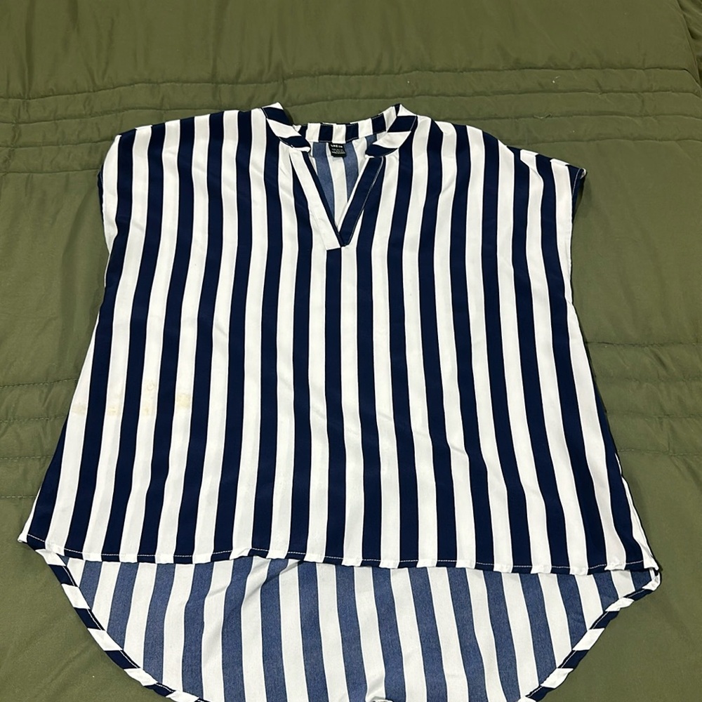 Striped high low blouse